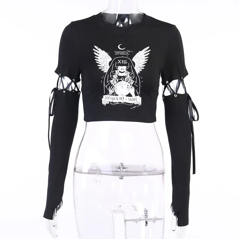 Memento Mori Lace Up Crop Top