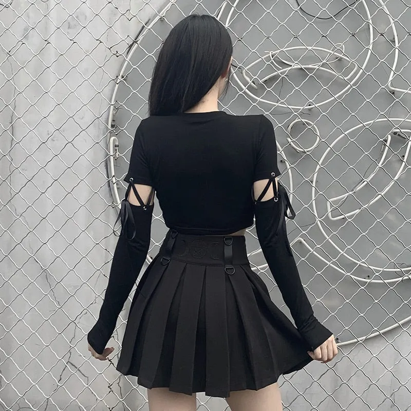 Memento Mori Lace Up Crop Top