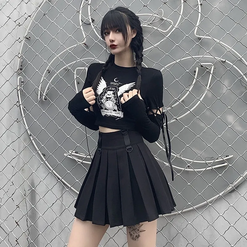 Memento Mori Lace Up Crop Top