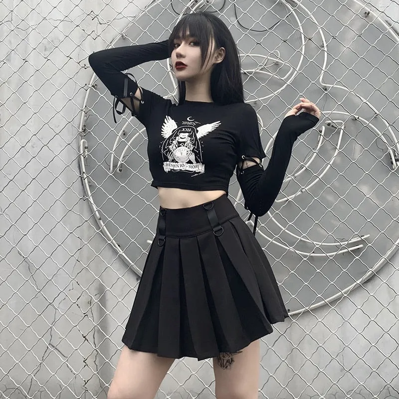 Memento Mori Lace Up Crop Top