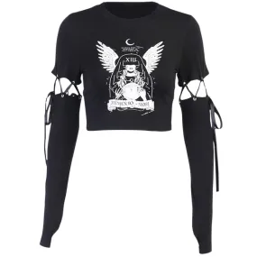 Memento Mori Lace Up Crop Top