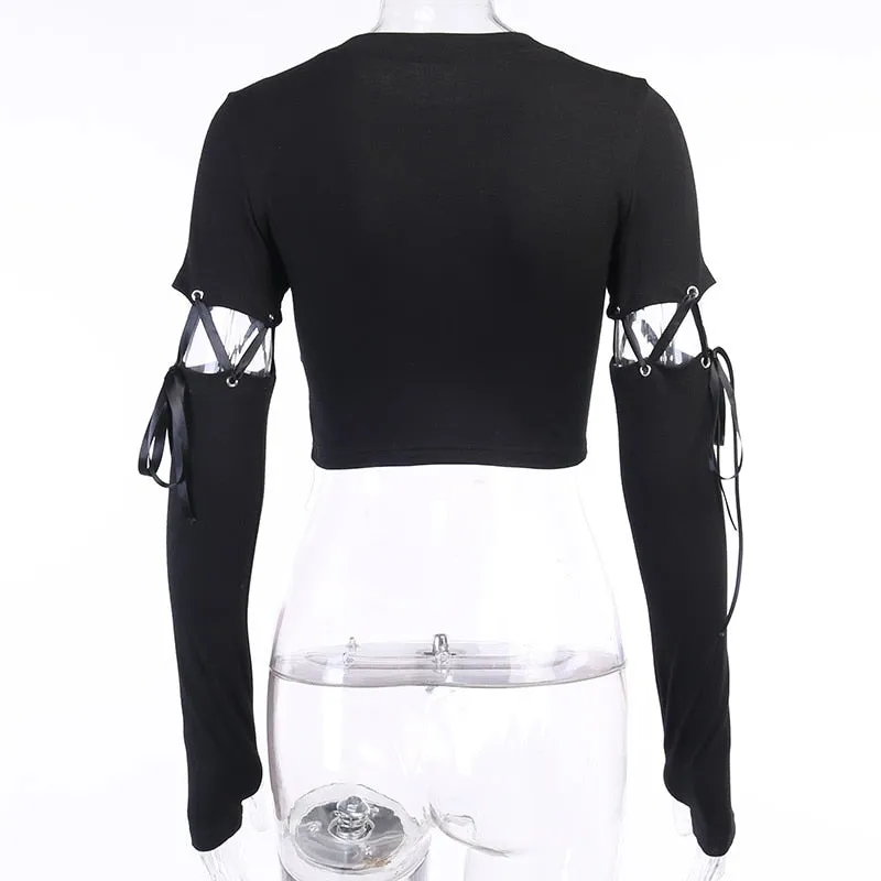 Memento Mori Lace Up Crop Top
