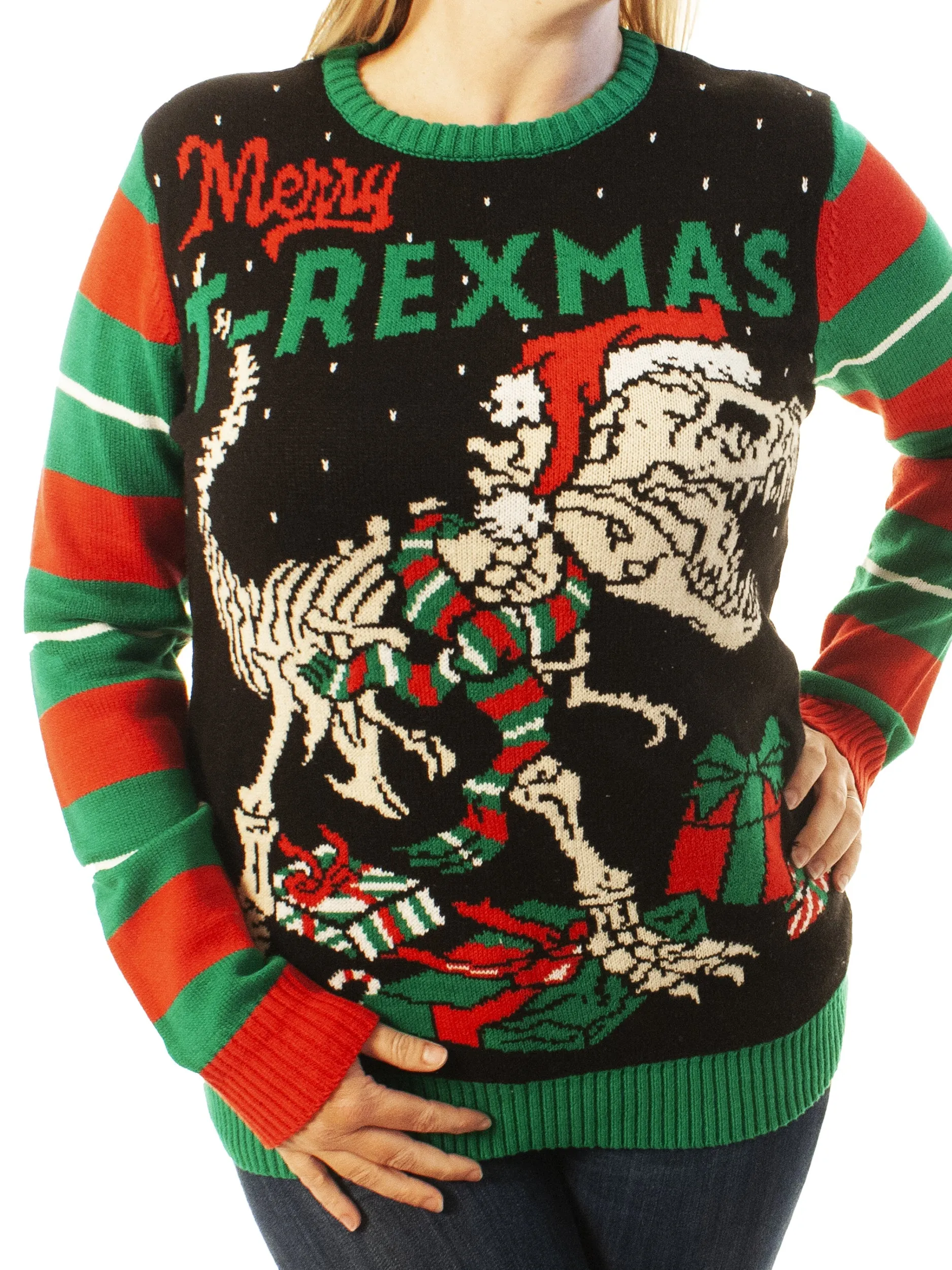 Merry T-Rexmas Ugly Christmas Sweater - Xmas Gifts For Him Or Her
