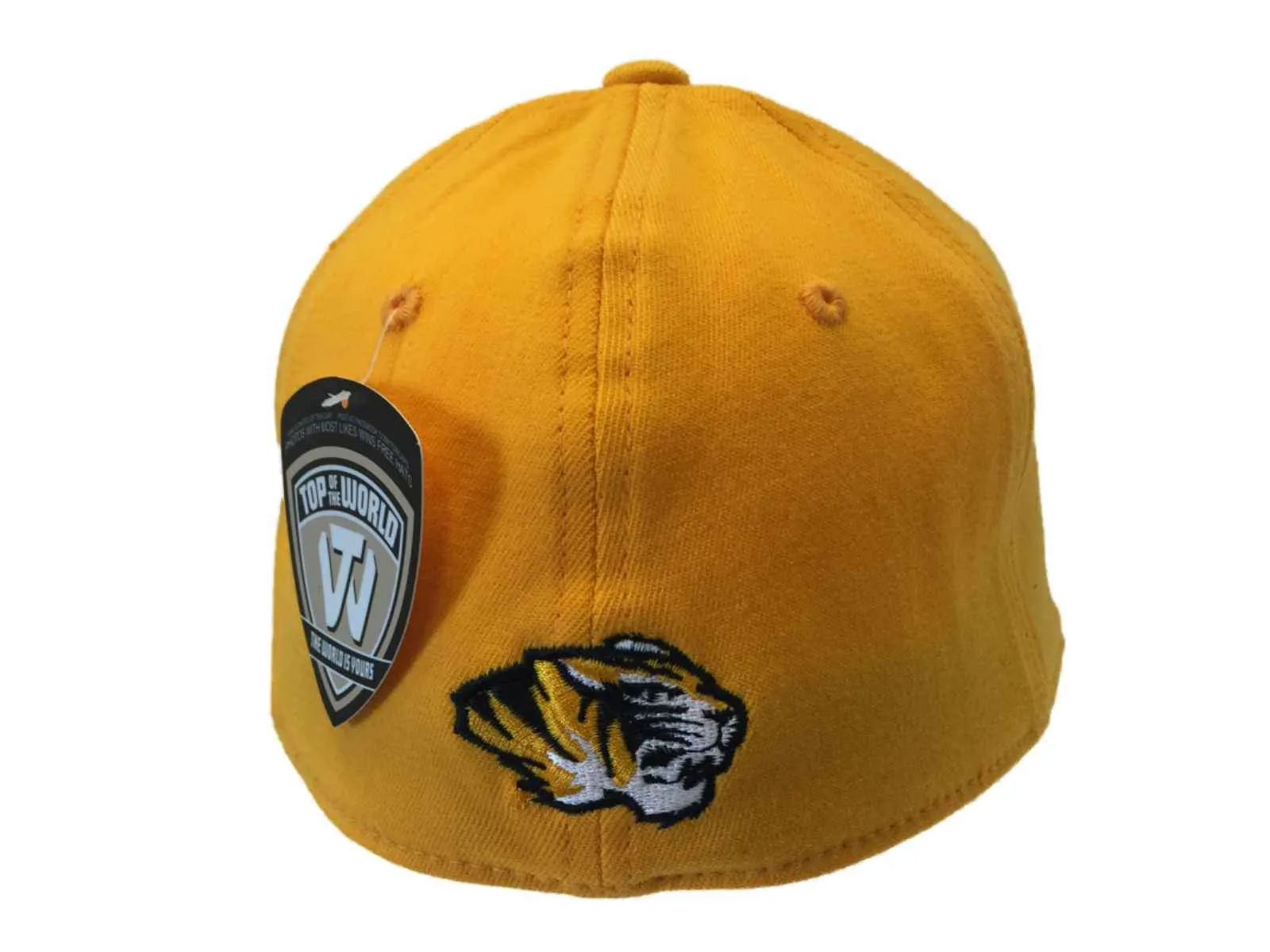Missouri Tigers Top of the World Yellow Structured Flexfit Hat Cap (L/XL)