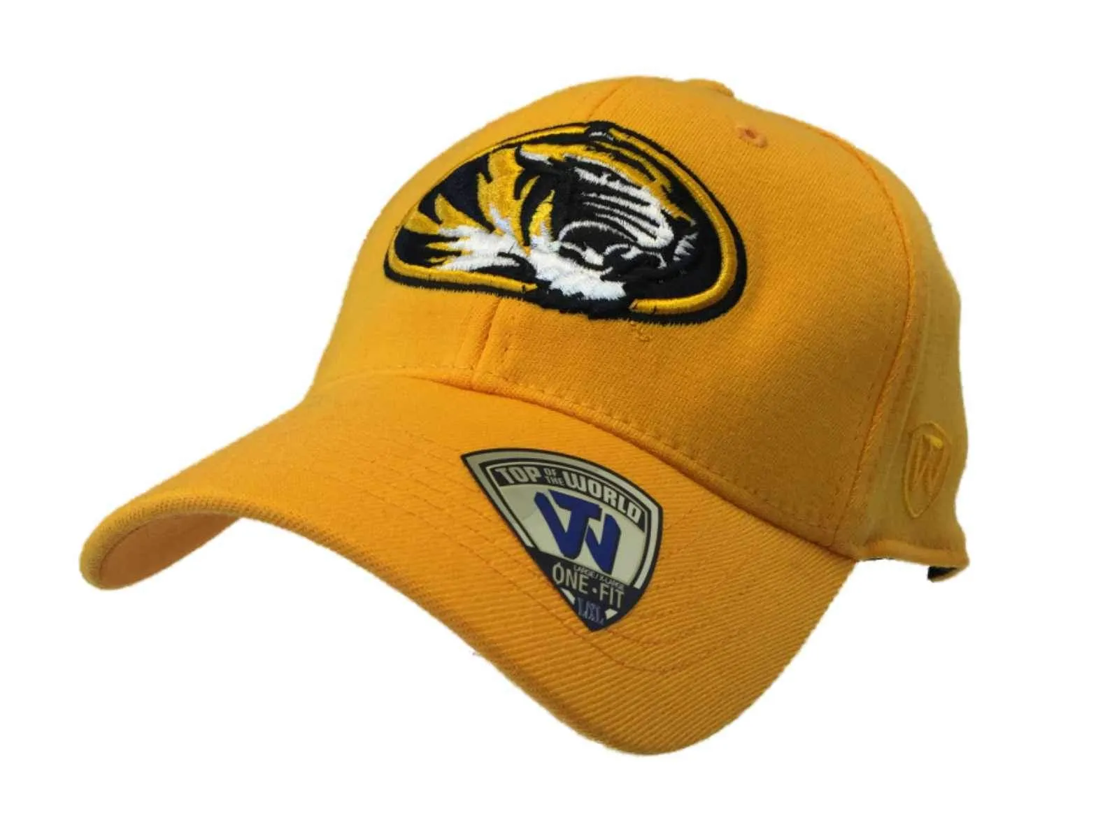 Missouri Tigers Top of the World Yellow Structured Flexfit Hat Cap (L/XL)