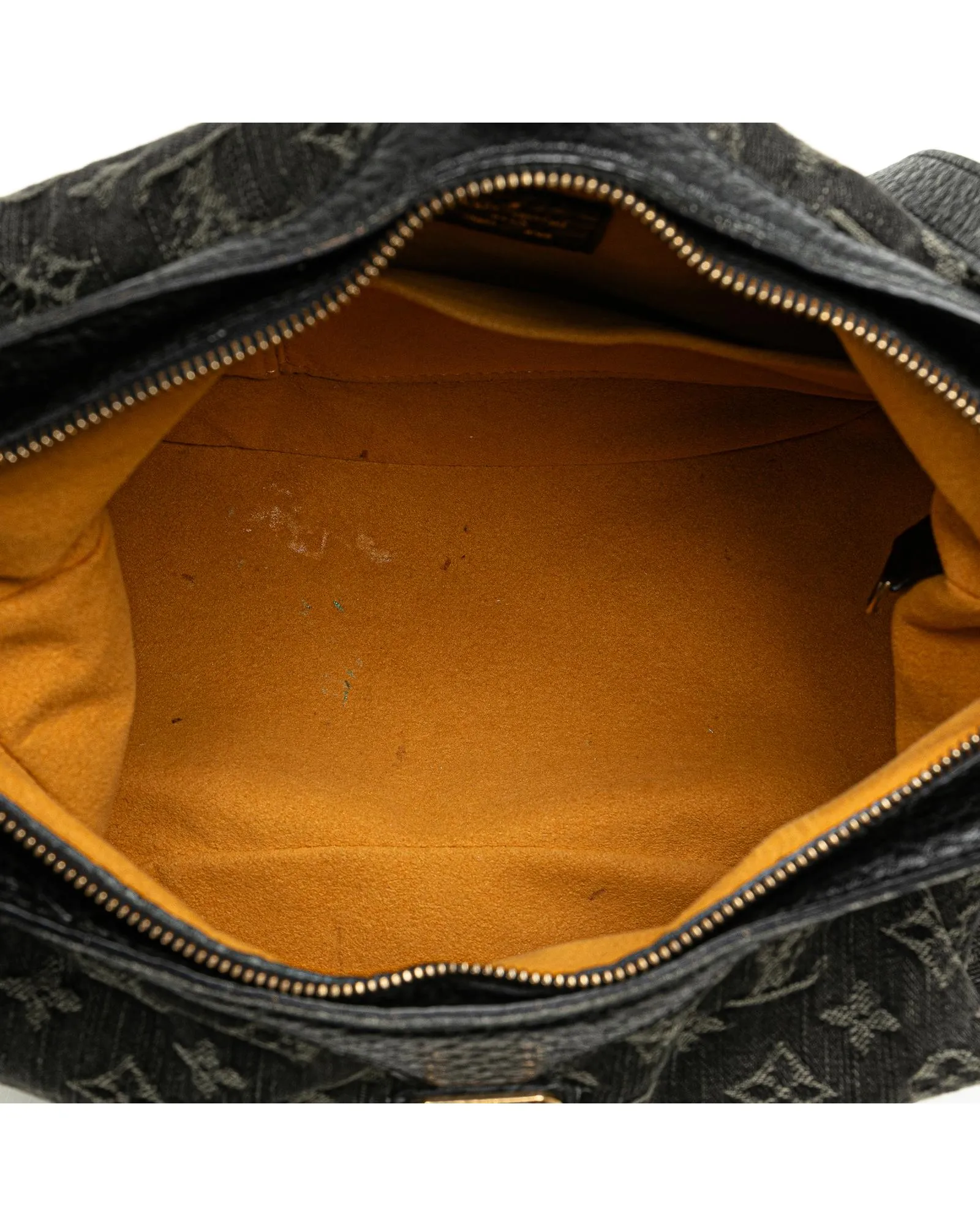 Monogram Denim Bag with Leather Trim and Adjustable Strap