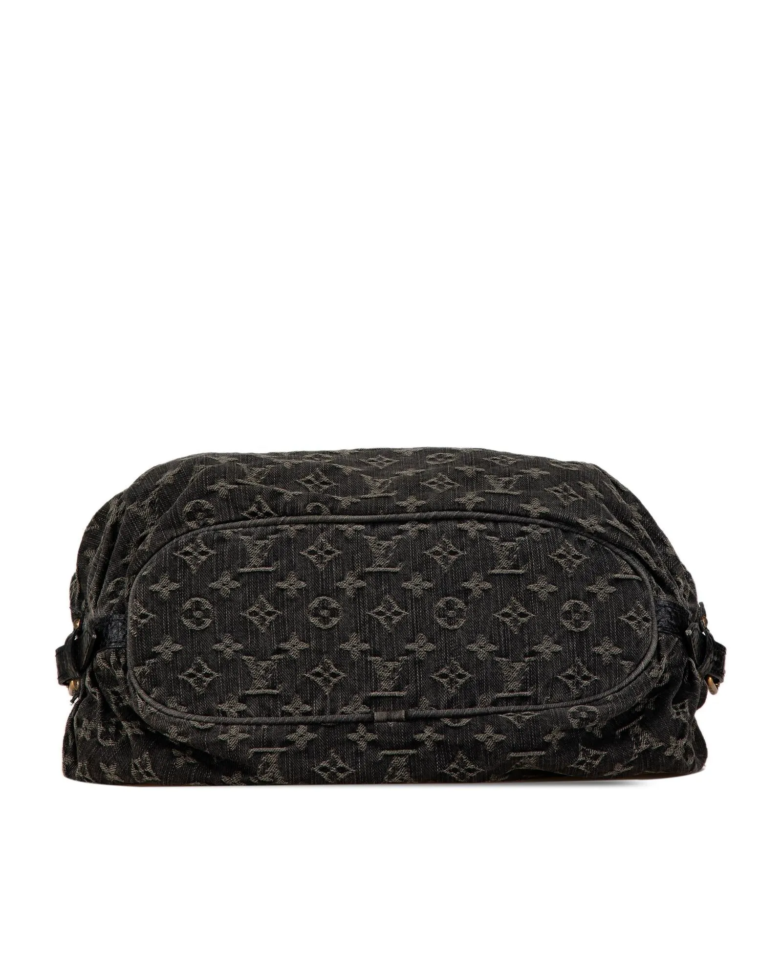 Monogram Denim Bag with Leather Trim and Adjustable Strap
