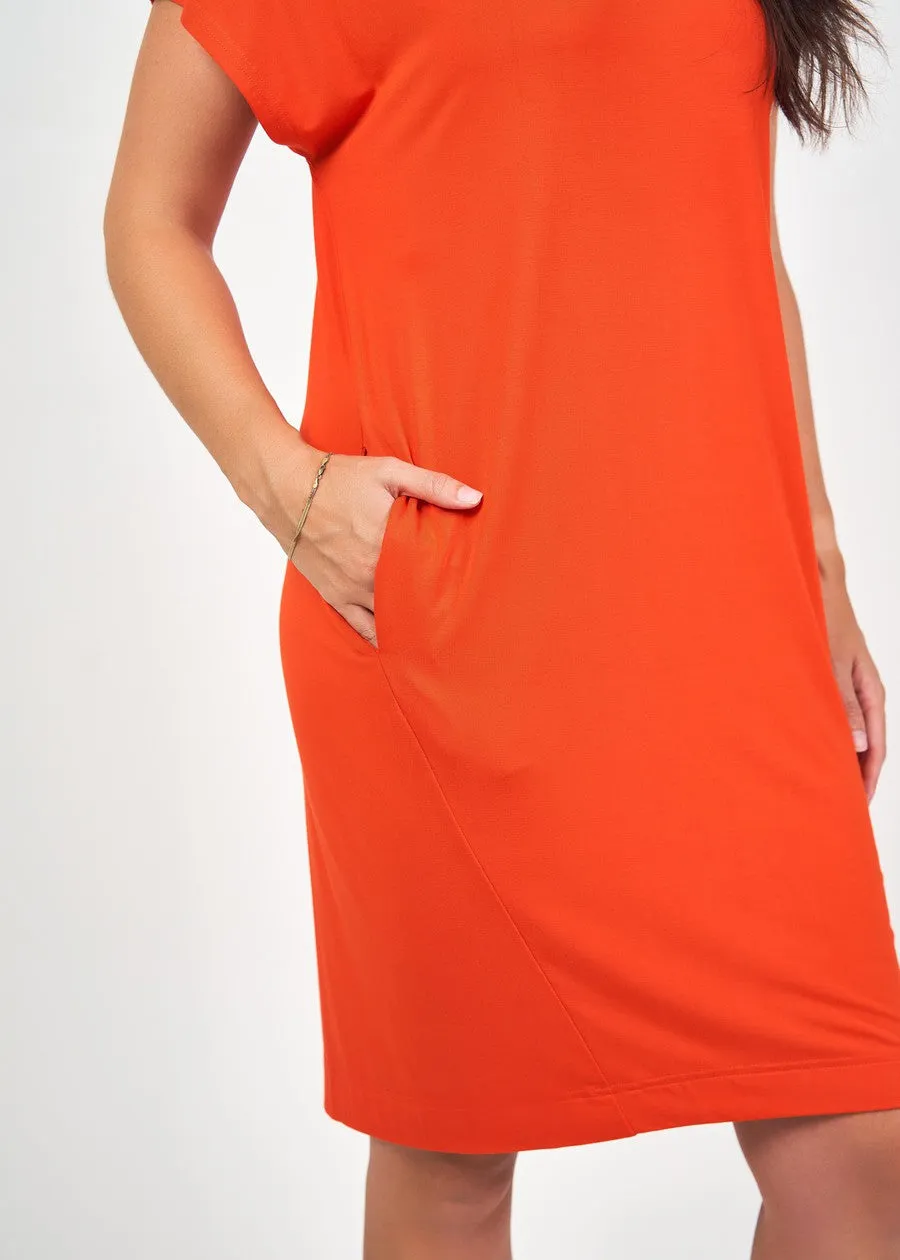 Nicks Bamboo Short Sleeve T-Shirt Dress - Fiery Red