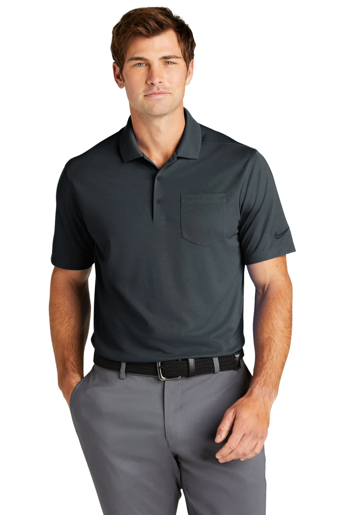 Nike Dri-FIT Micro Pique Custom Pocket Polos, Anthracite