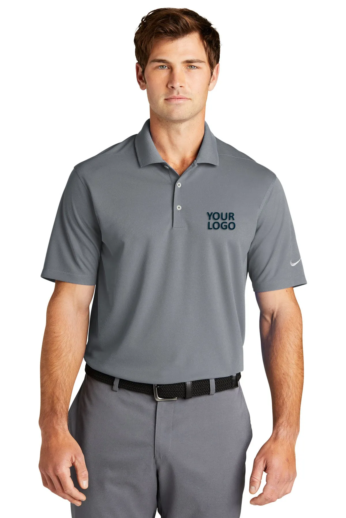 Nike Dri-FIT Micro Pique Customized Polos, Cool Grey