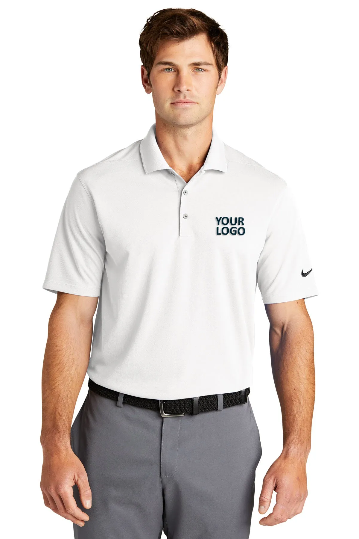 Nike Dri-FIT Micro Pique Customized Polos, White