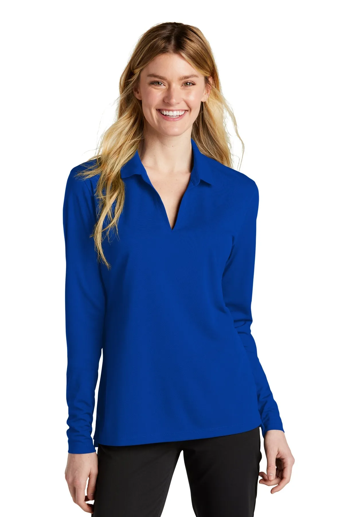 Nike Ladies Dri-FIT Micro Pique Long Sleeve Custom Polos, Game Royal