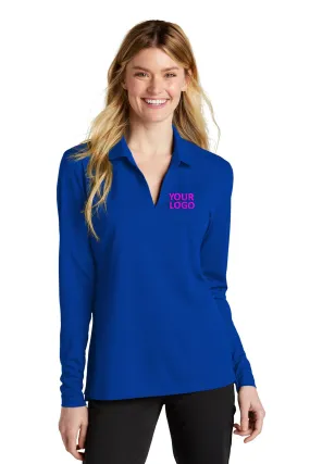 Nike Ladies Dri-FIT Micro Pique Long Sleeve Custom Polos, Game Royal