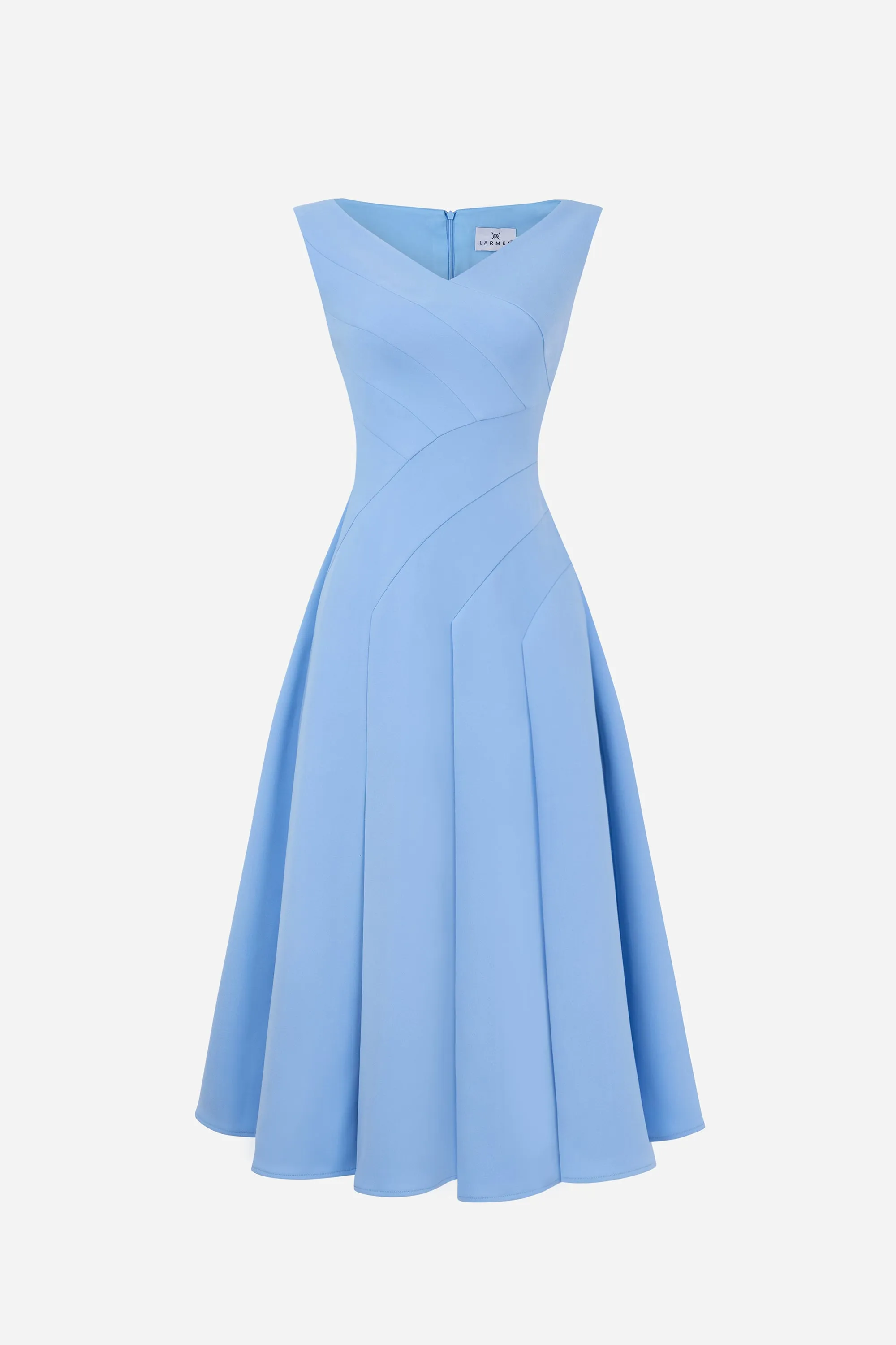 Opal A-line V-Neck Cotton Knitted Calf Length Dress