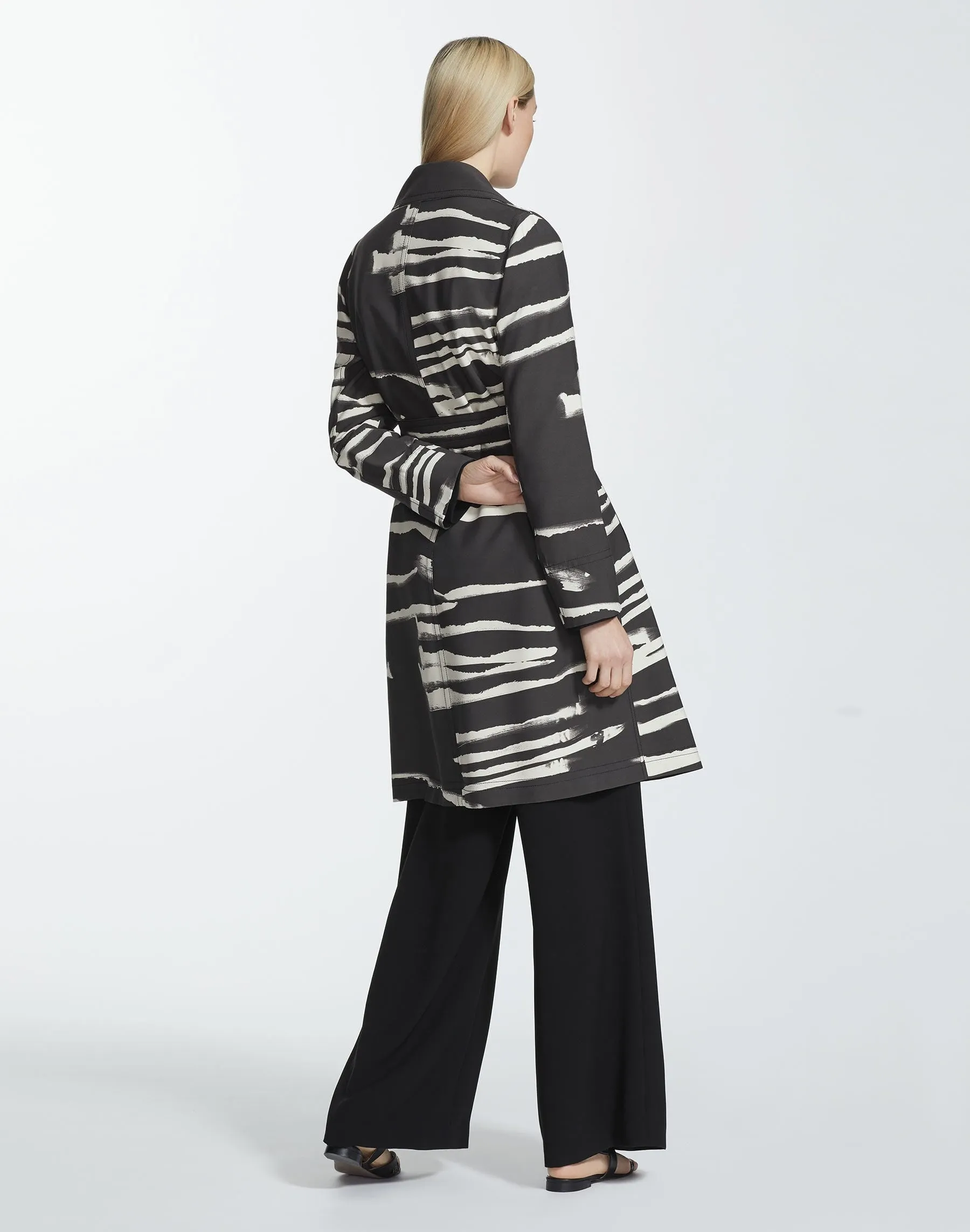 Painted Zebra Stripe Print Drape Cloth Mayfair Trench Coat
