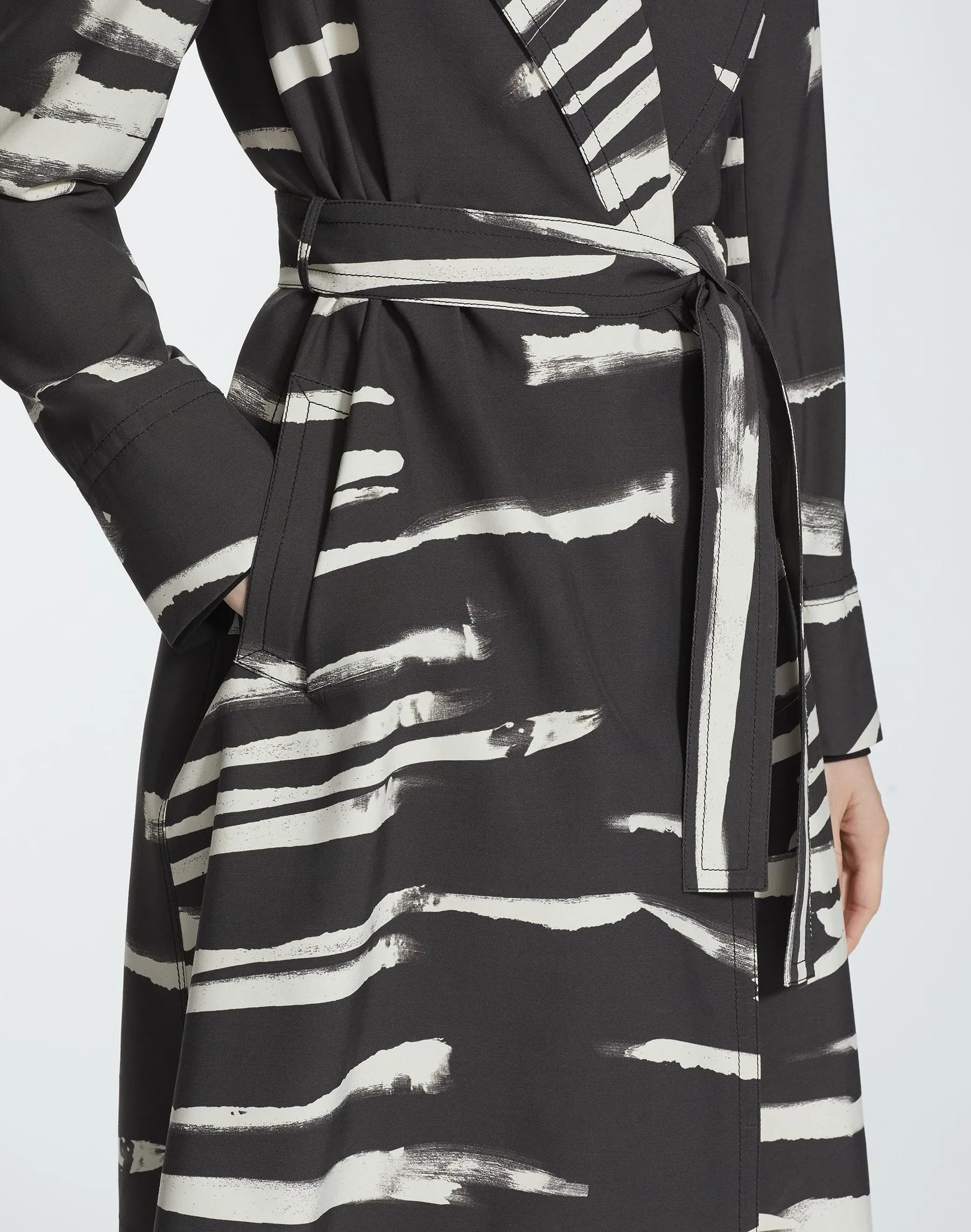 Painted Zebra Stripe Print Drape Cloth Mayfair Trench Coat