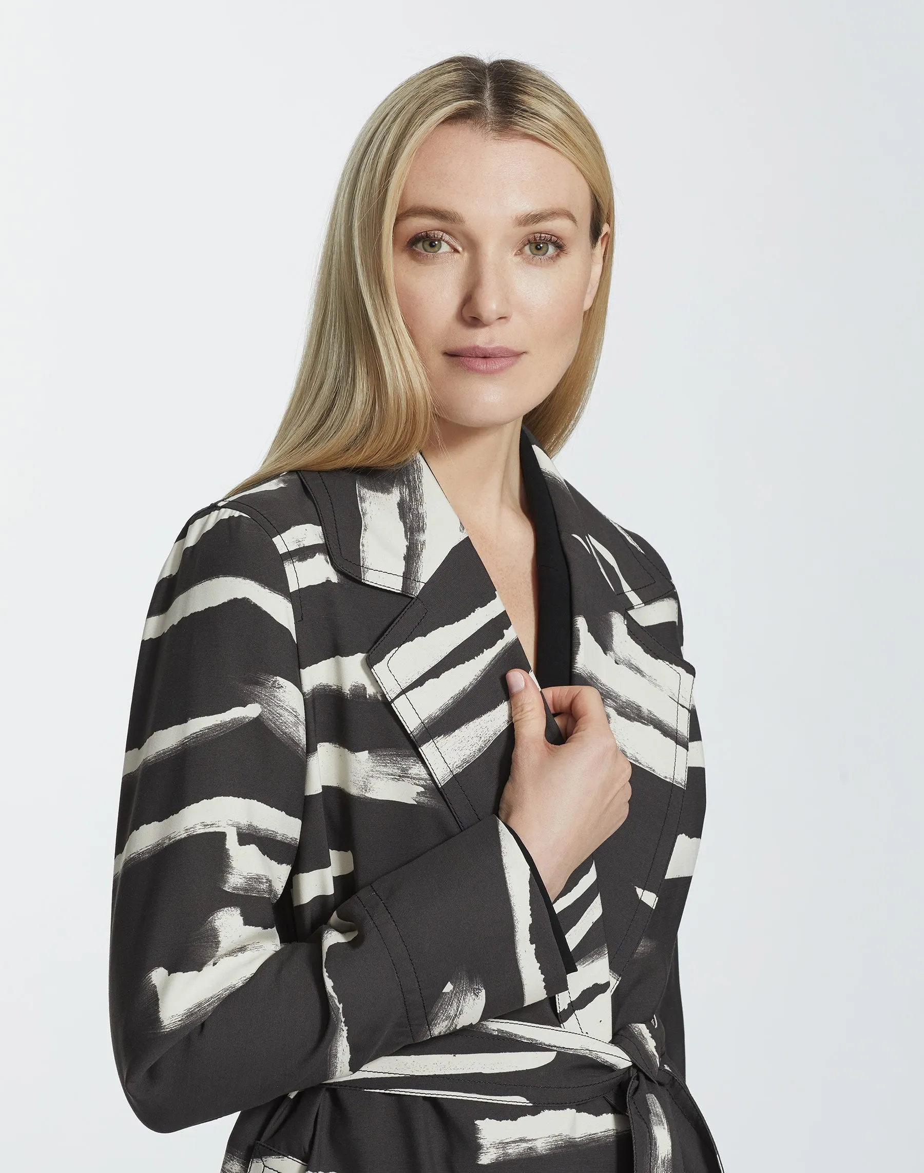 Painted Zebra Stripe Print Drape Cloth Mayfair Trench Coat