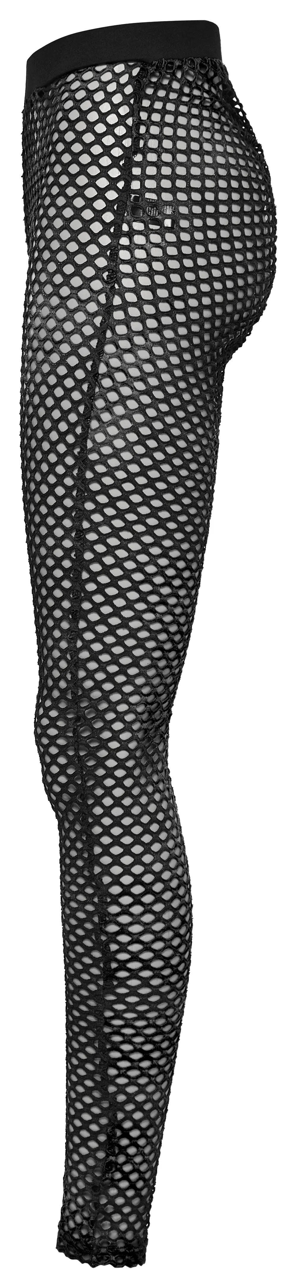 Punk-inspired Women's Elastic Black Fishnet Leggings