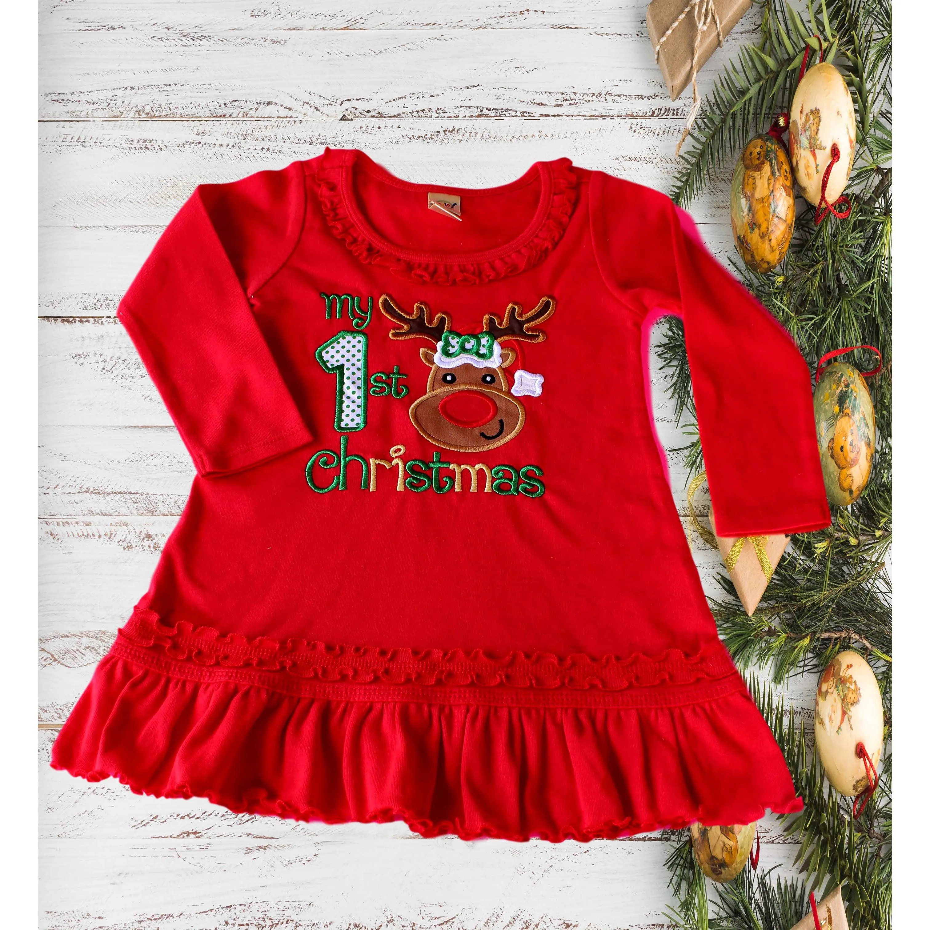 Red Christmas Dress | First Christmas Baby Girls Dress | Long Sleeve Red Christmas Girl Dress | Knit Girls dress | Long Sleeve Girls Dress
