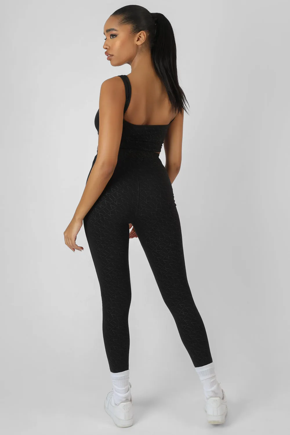 Repeat Print Leggings Black