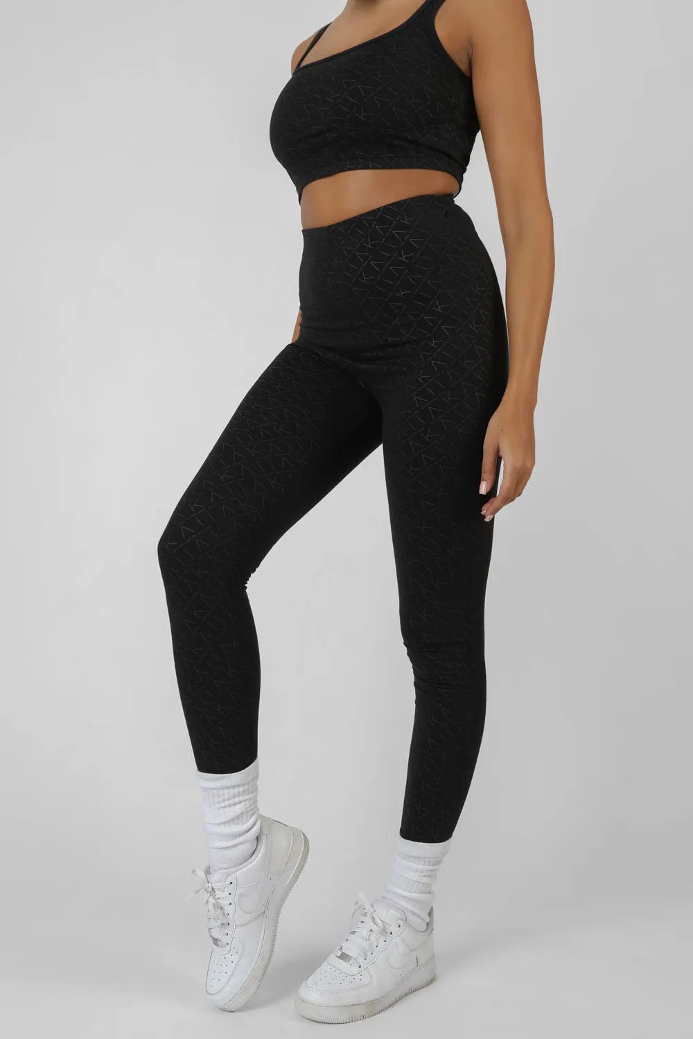 Repeat Print Leggings Black
