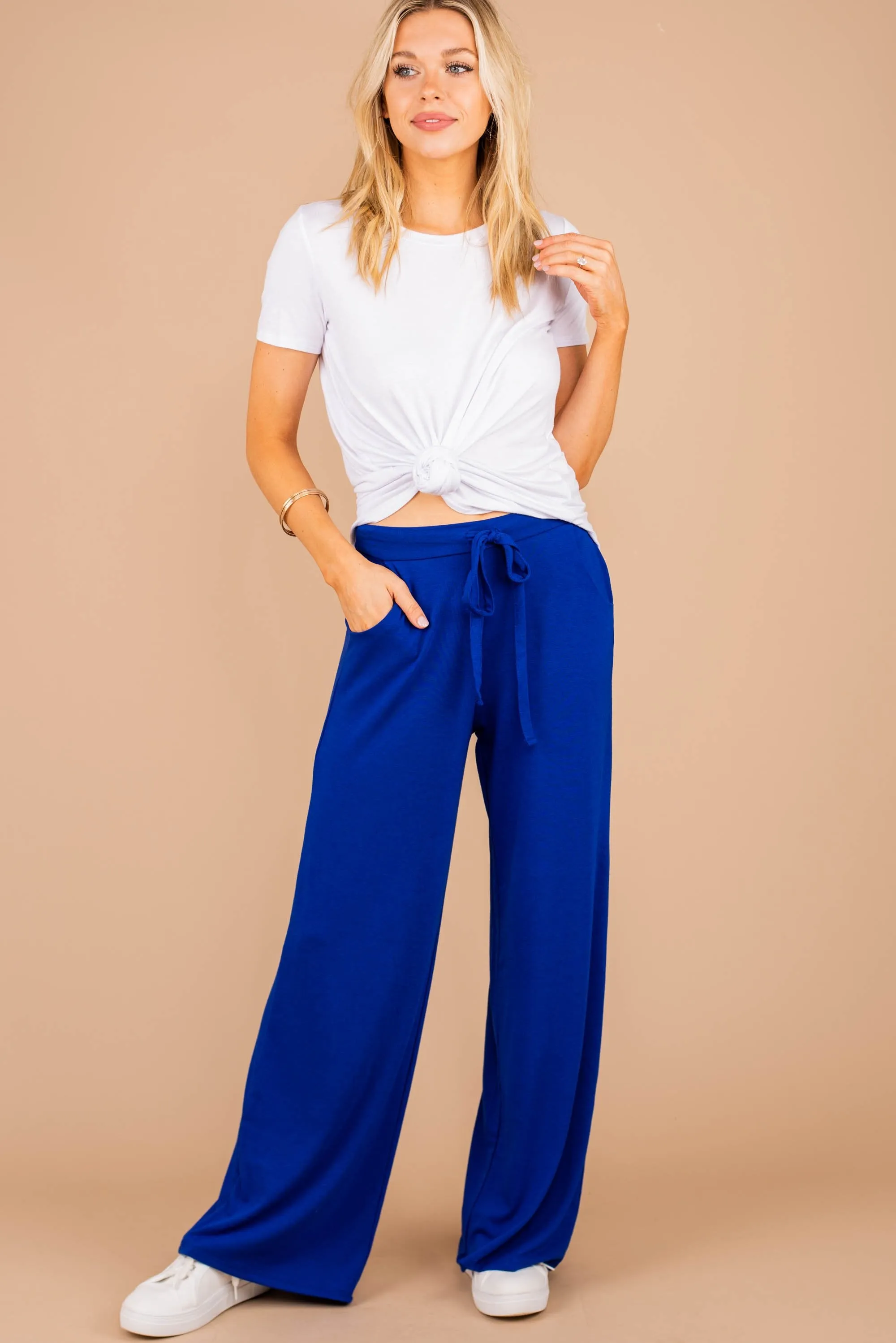 Save Some Time Denim Blue Palazzo Pants