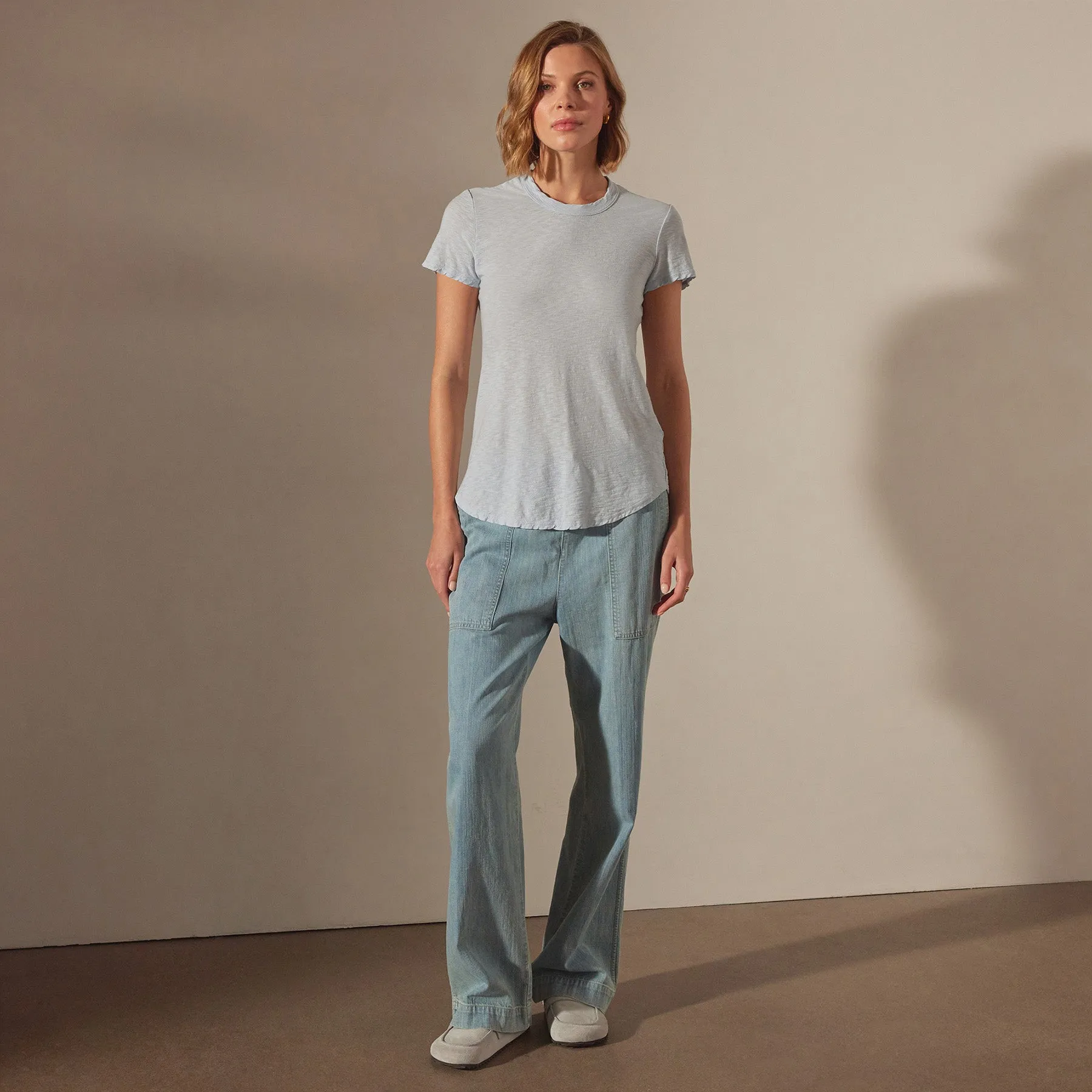 Sheer Slub Crew Neck Tee - Open Sky