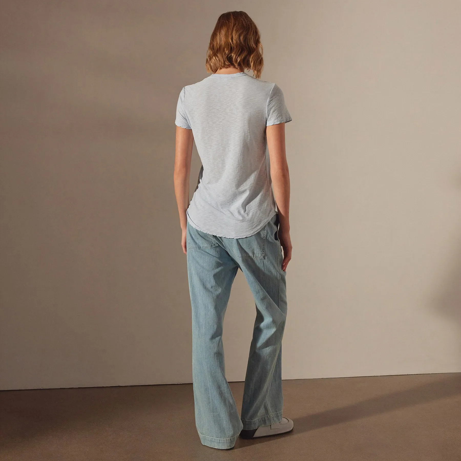 Sheer Slub Crew Neck Tee - Open Sky