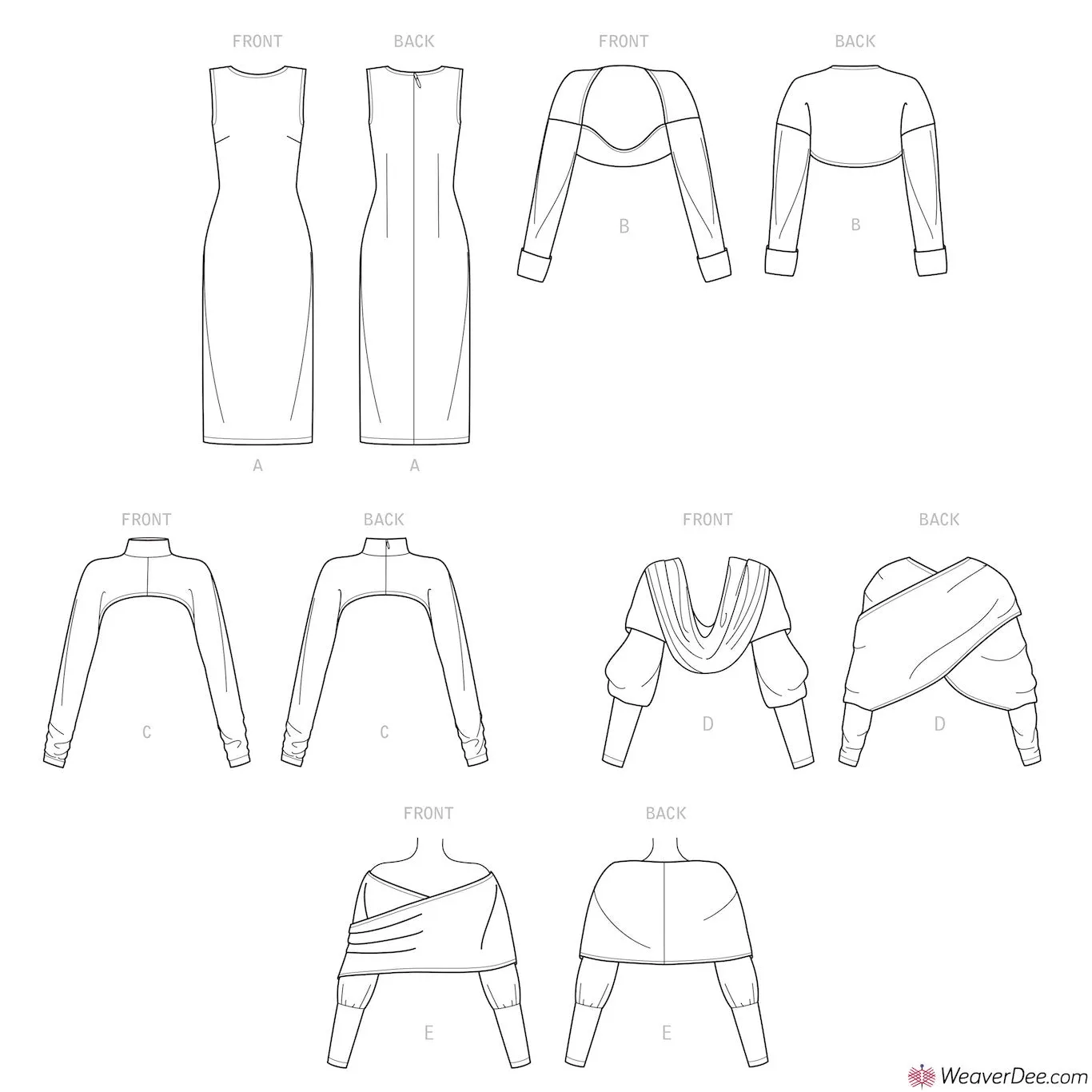 Simplicity Pattern S9372 Misses' Knit Dress & Shrugs