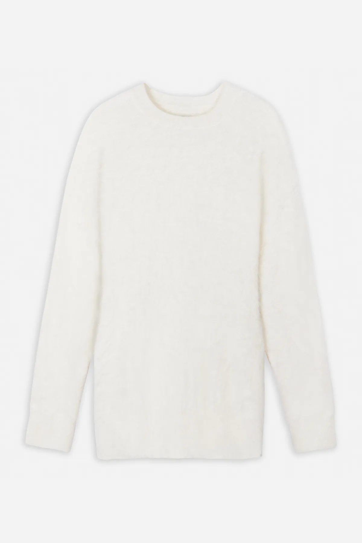 Soft Brushed Crew Neck Jumper Dress - Cream