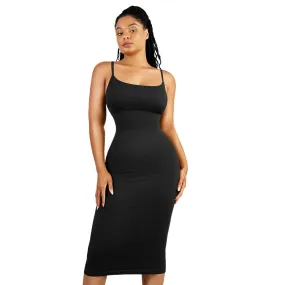 Sooslick Dresses for Women 2024 Tummy Control Shapewear I Midi Sleeveless Dress with Adjustable Straps tummy control dress Womenswear Underwear Lady Compression
