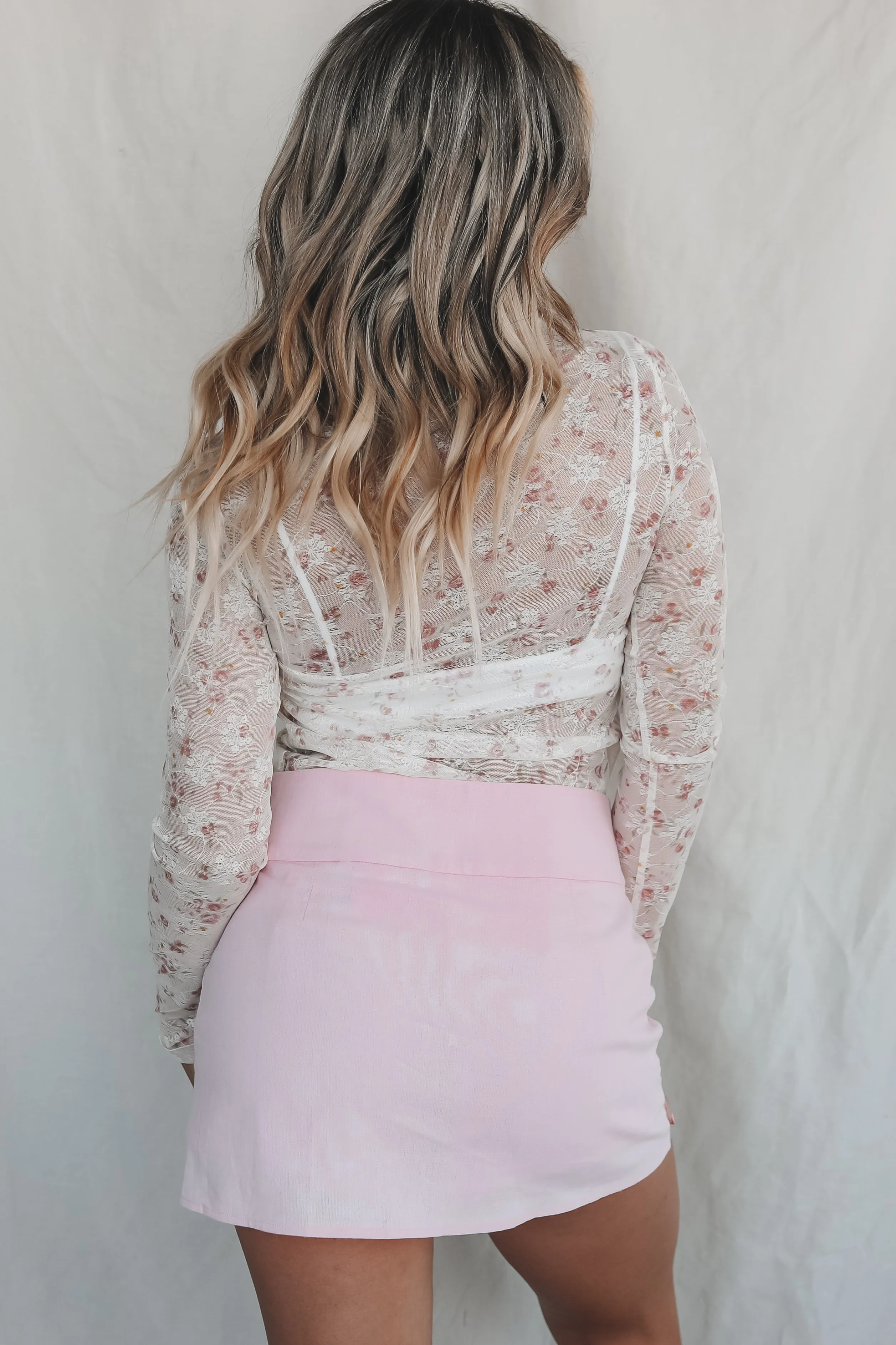 Stare My Way Lace Floral Mock Neck Top