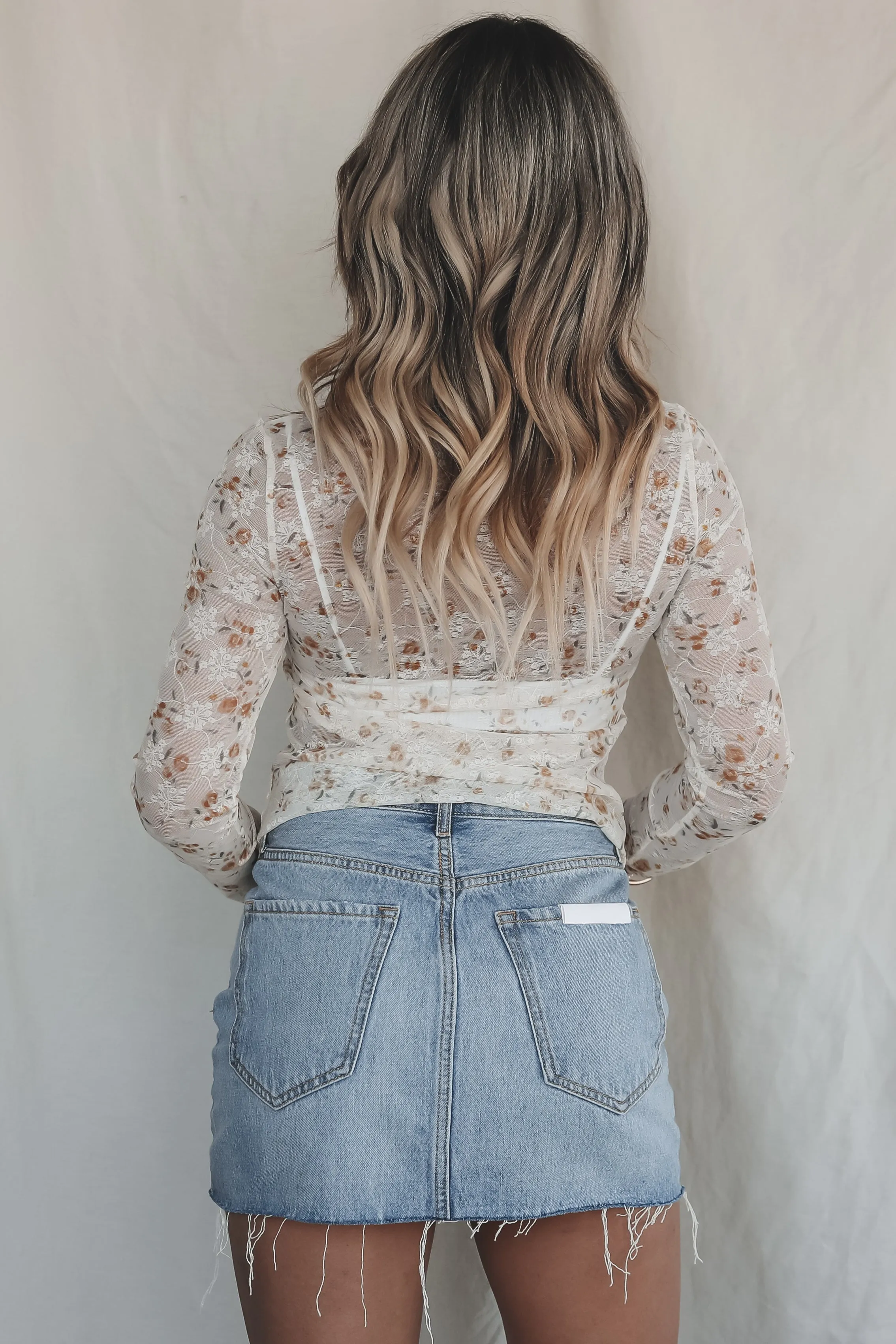 Stare My Way Lace Floral Mock Neck Top