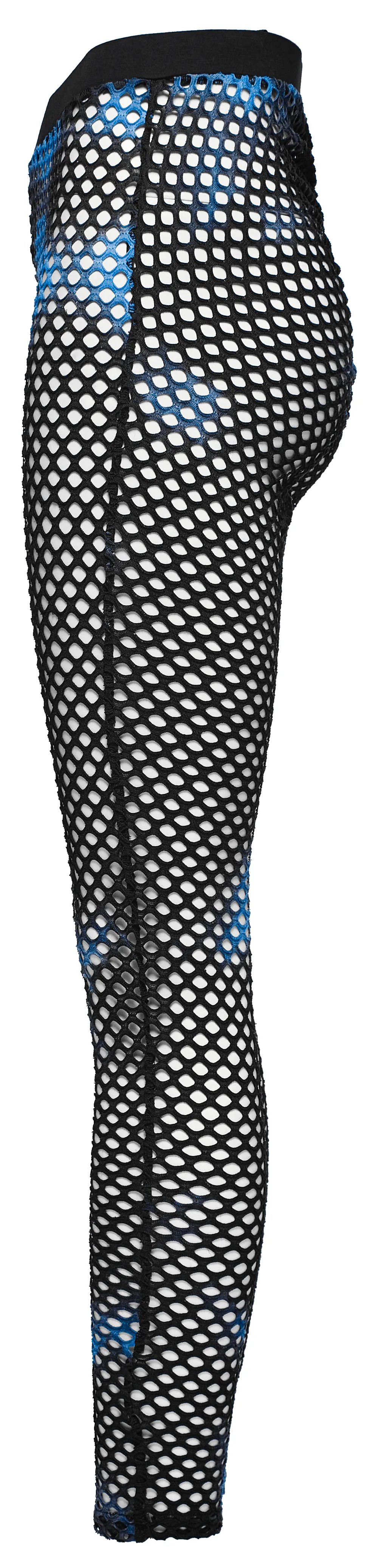 Stylish Women's Fishnet Mesh Leggings in Black-Blue