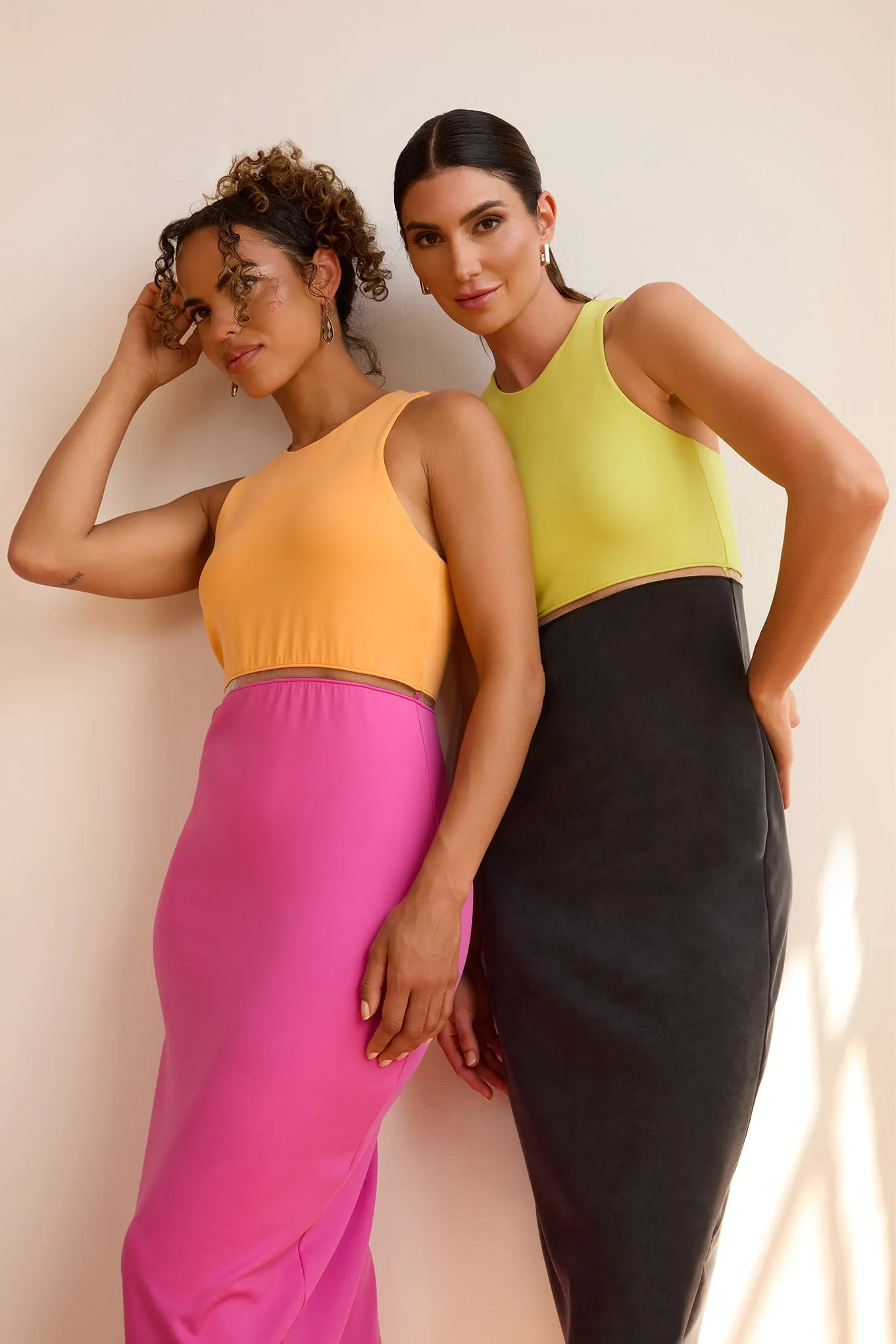 The Sculpt Racerback: Midi Dress - Magic Double Knit - Citron