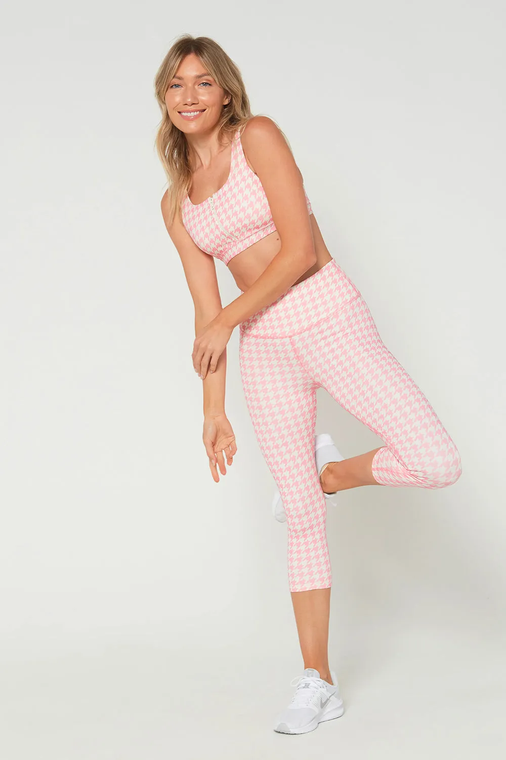 Think Pink Houndstooth Cropped Leggings