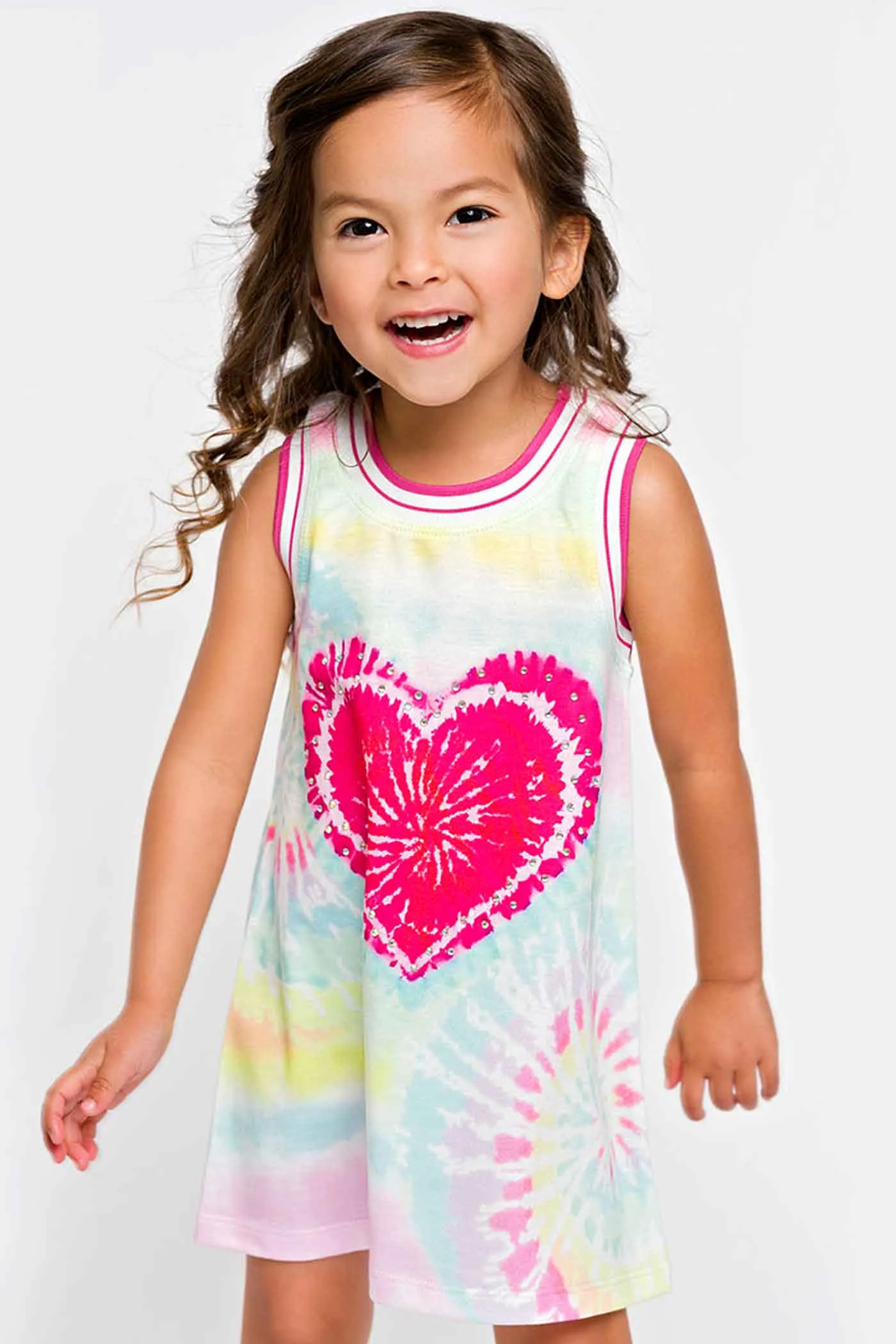 Toddler Girls Heart Tie Dye Sleeveless Knit Dress