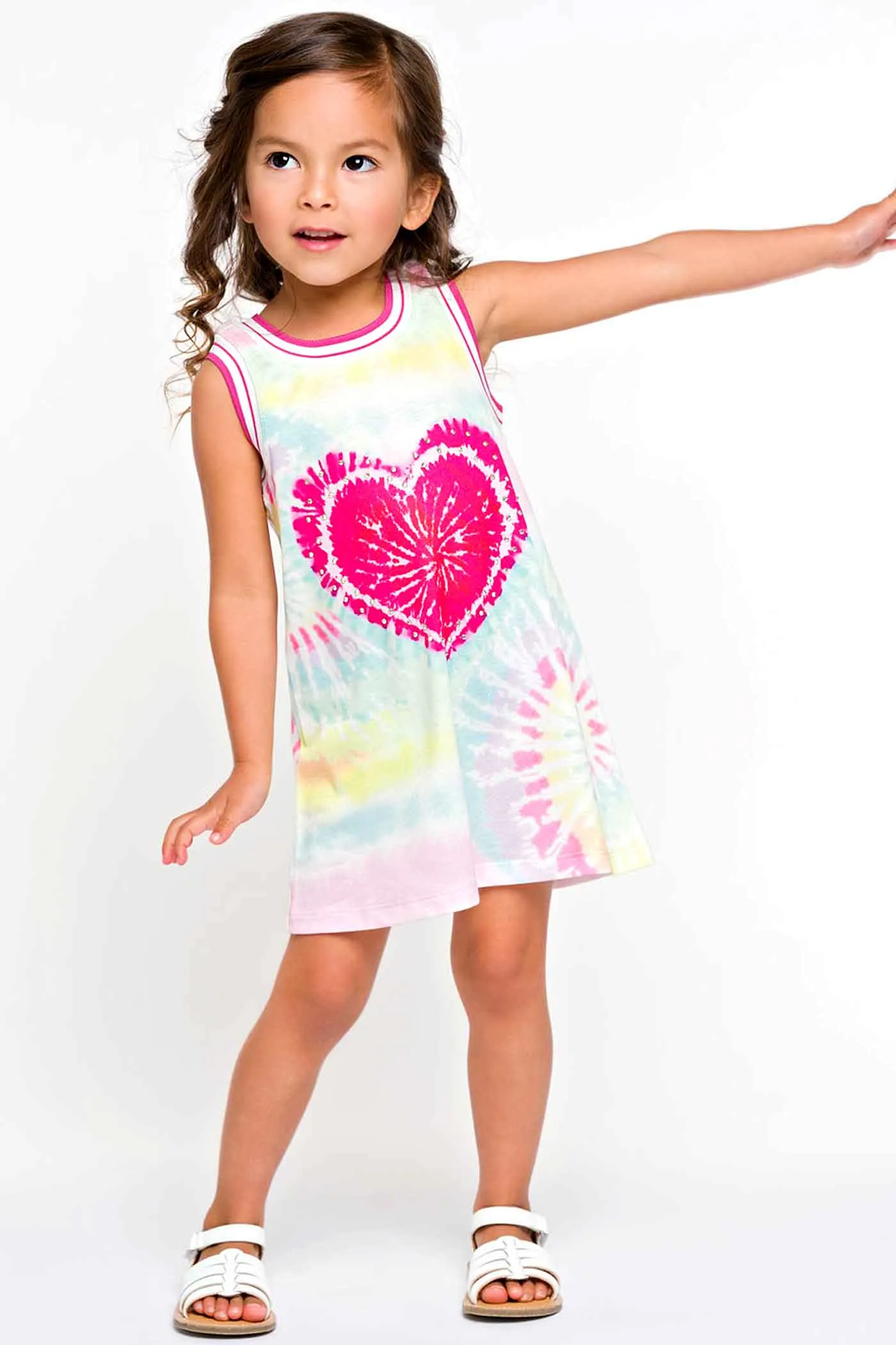 Toddler Girls Heart Tie Dye Sleeveless Knit Dress