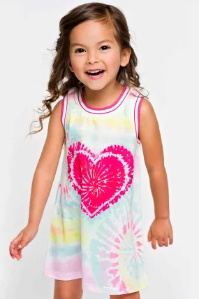 Toddler Girls Heart Tie Dye Sleeveless Knit Dress