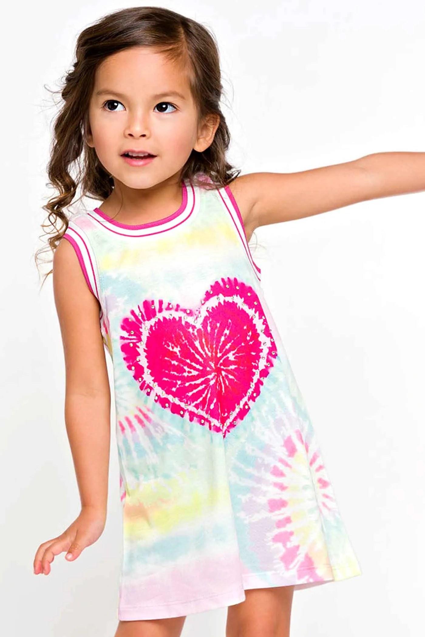 Toddler Girls Heart Tie Dye Sleeveless Knit Dress