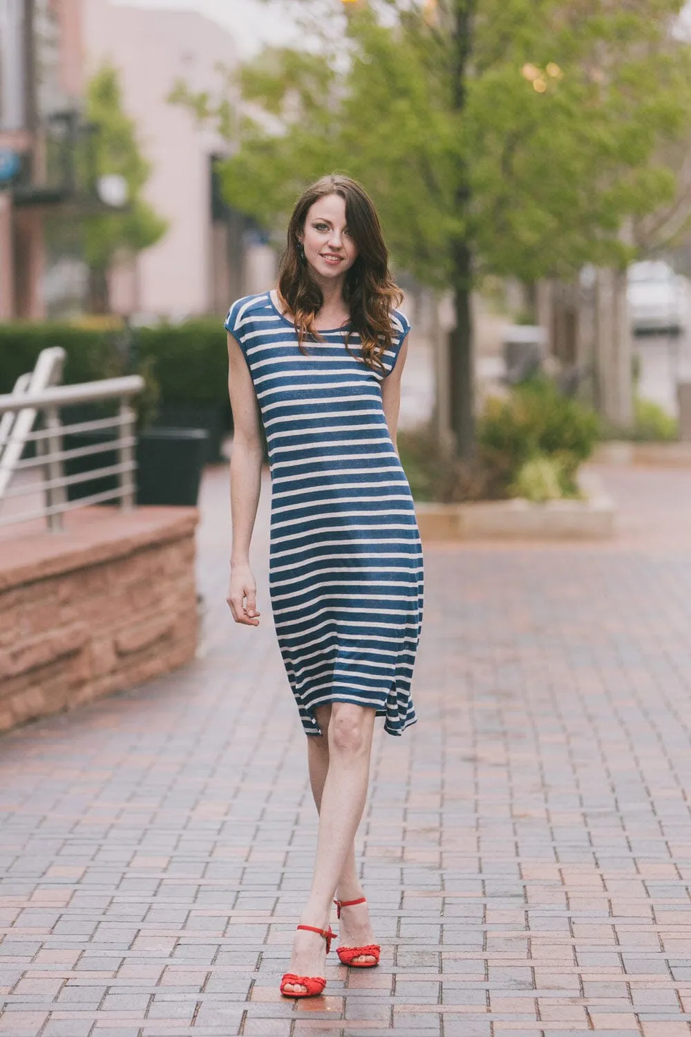 Velvet by Graham & Spencer Leila Linen Stripe Tank Dress