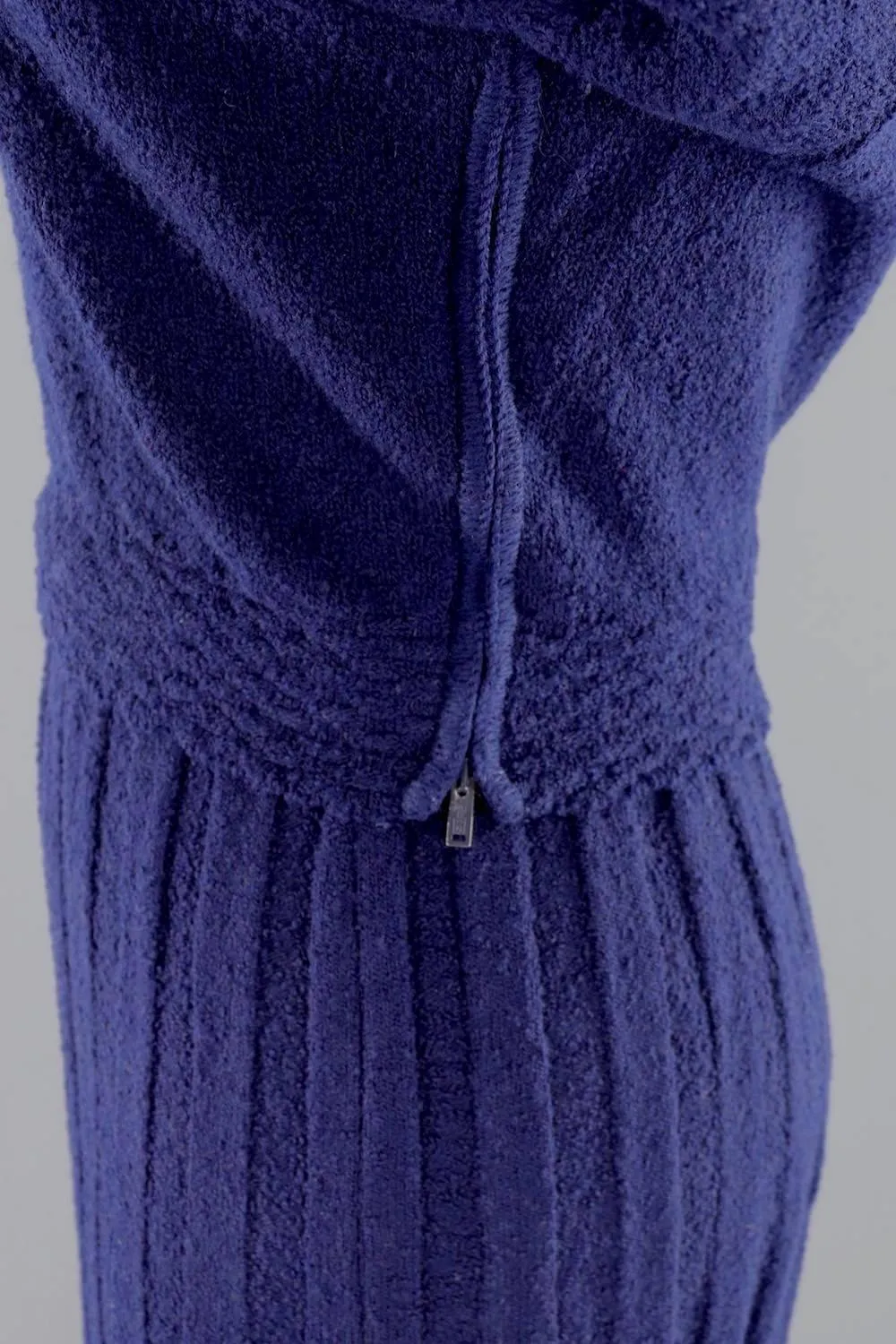 Vintage 1930s - 1940s Navy Blue Wool Knit Sweater and Skirt Set