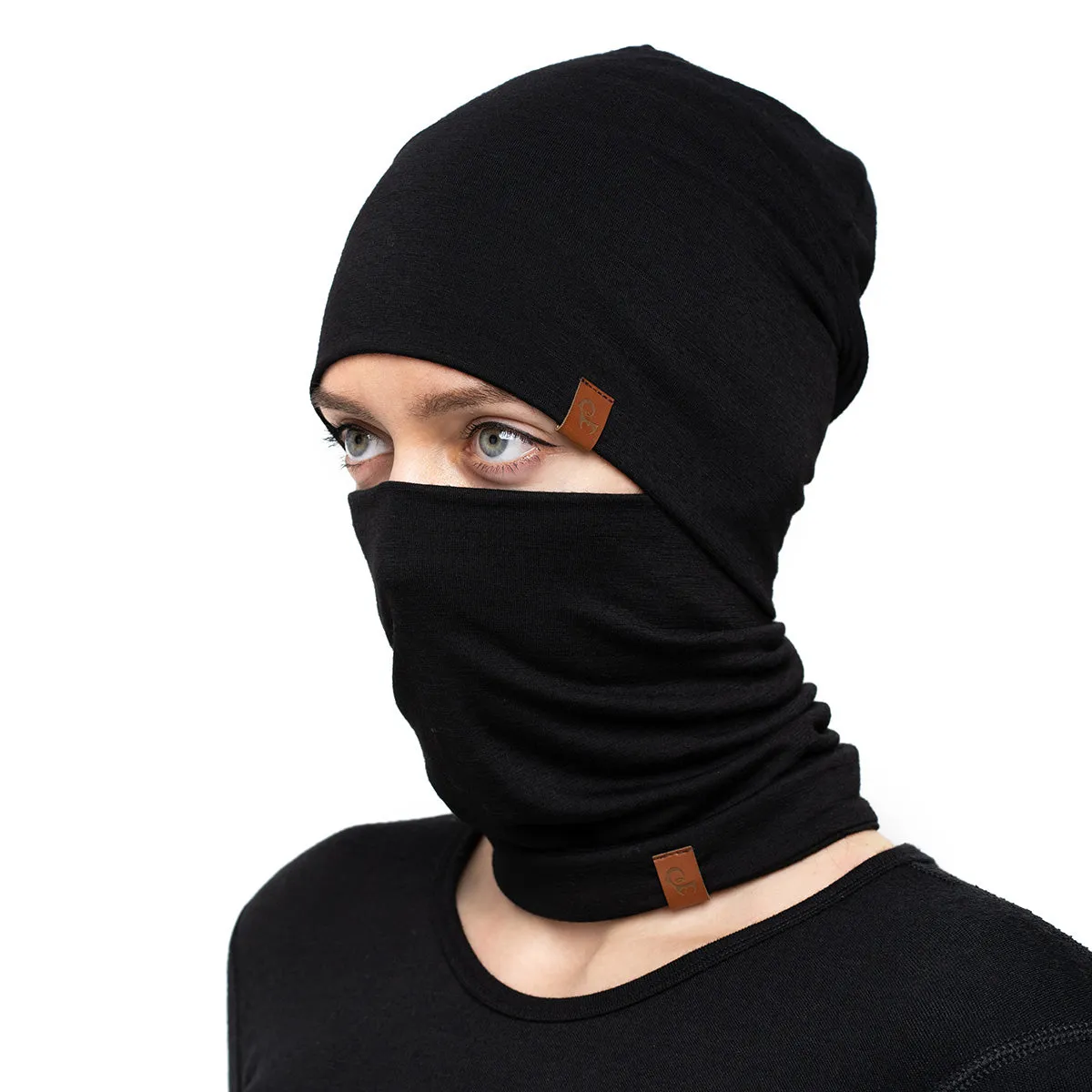 Women's Merino Beanie & Gaiter 2-Piece Black