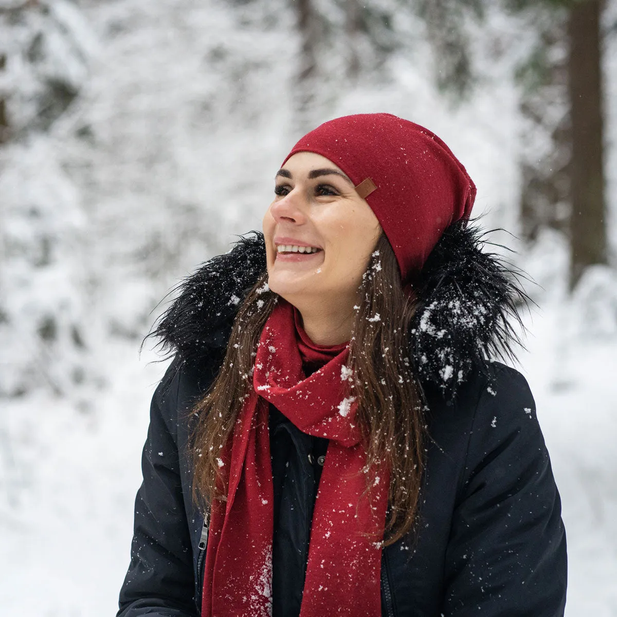Women's Merino Beanie Royal Cherry