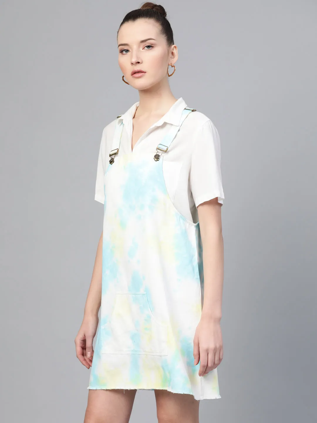 Yellow & Blue Tie-Dye Pinafore Dress