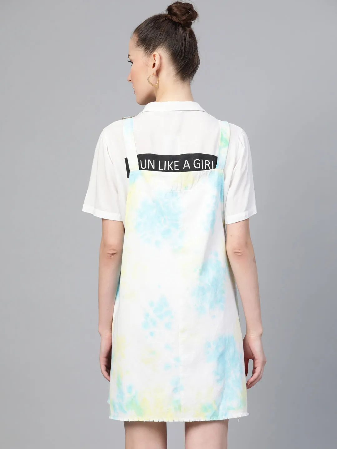 Yellow & Blue Tie-Dye Pinafore Dress